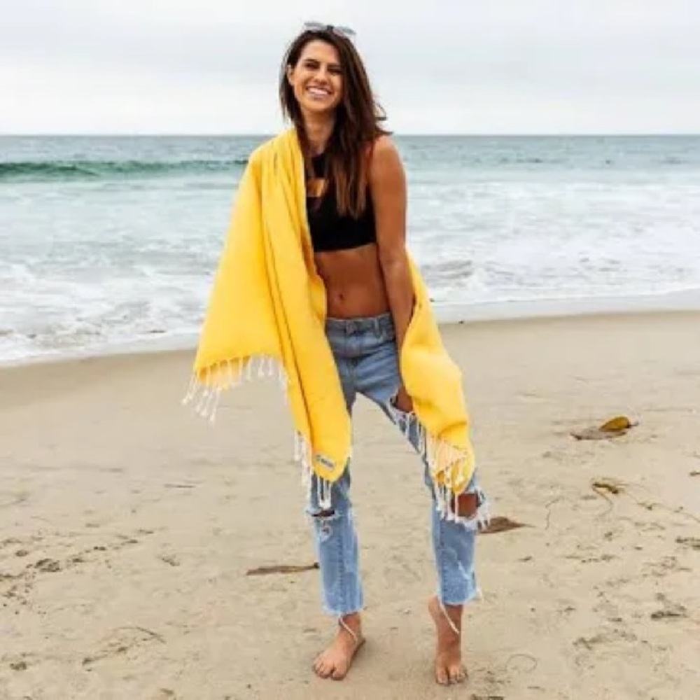 Sand Cloud Yellow Beach Turkish beach towel with Fringe